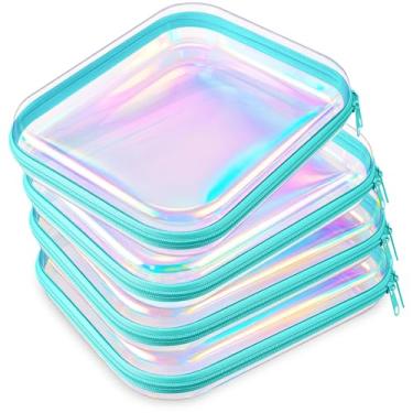 Imagem de Hoolerry 4 peças de estojo rígido transparente com zíper, sacos de maquiagem, bolsa de lápis de plástico, recipientes transparentes para cosméticos, lanches, blocos de construção, quebra-cabeças