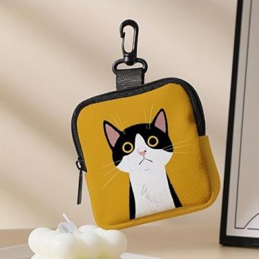 Imagem de Porta-chaves mini porta-moedas, bolsa multifuncional para chaves, moedas, fone de ouvido, batom, porta-cartões, organizador de cabos de dados, bolsa com zíper, bolsa fofa para gatos, acessórios 5