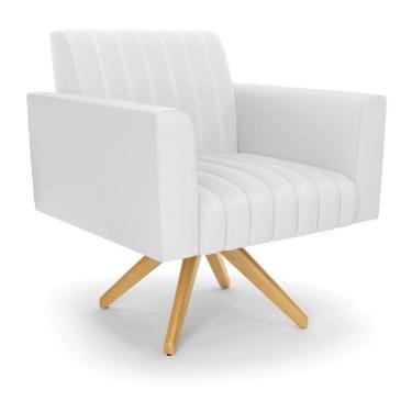 Imagem de Poltrona Giratória Viena Gomada Corino Branco Base De Madeira Ma30 - D'rossi