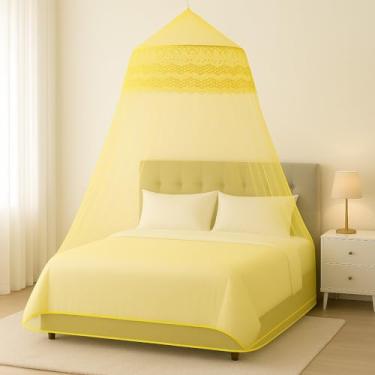 Imagem de Mosquiteiro de Teto Casal/Box com Elástico | Renda Filo Luxuosa, Alta Proteção Contra Insetos e Design Elegante – Promoção Relâmpago(Amarelo)