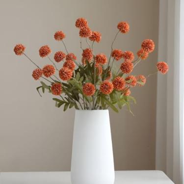 Imagem de MSIUE Flores artificiais para vasos de 51 cm e 10 hastes, buquê de mães falsas secas de seda para decoração interna (laranja)