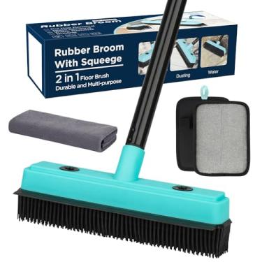 Imagem de Ancinho de tapete de borracha para remoção de pelos de animais de estimação, para carpete, piso de madeira, azulejo, com luvas de cuidados fortes reutilizáveis para gatos e cães, removedor de pelos