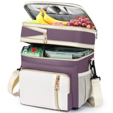 Imagem de Lancheira BAGNN Refrigerador isolado expansível 16L rosa-branco