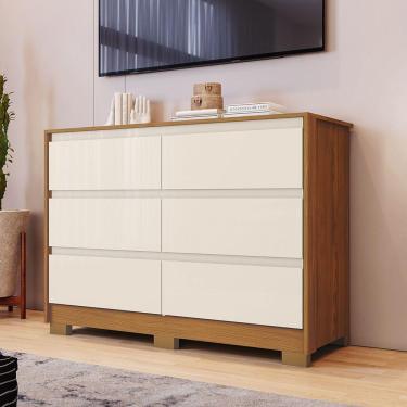 Imagem de Cômoda 6 Gavetas Layla Casa 812 Nature Com Off White