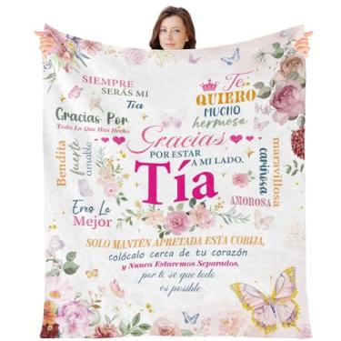Imagem de Wxiben Presentes Nicetous Tia para mulheres - Presente de cobertor de tia em espanhol Regalos para Tía En Español Regalo Tía Cumpleaños Navidad Presentes para Tia da sobrinha Tia Cobertor para sofá de