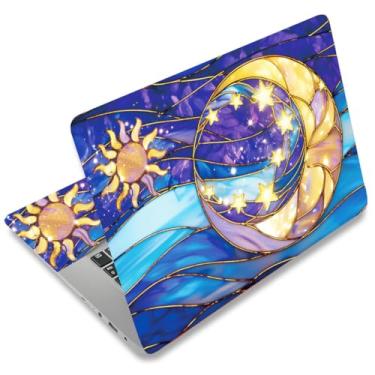 Imagem de SUPERDANT Adesivo Moon Sun Laptop Skin Decalque Vitral Universal Laptops Notebook Skin Sticker 12 13 13.3 14 15 15.4 15.4 15.6 polegadas Vinil Laptop Capa Adesivos Removíveis Impermeável