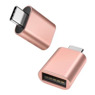 Imagem de [Certificação Apple MFi] Adaptador USB C para USB, USB C macho para USB 3.0 fêmea OTG conversor de cabo compatível com MacBook Pro Air, tablets, iPhone 17 Pro Max/17 Plus/16/15 Series (Rosa-2 unidades