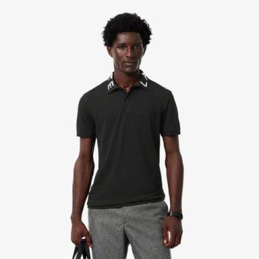 Imagem de Camisa Polo Jacquard Branded Corte Ajustado - LACOSTE, S, Preto