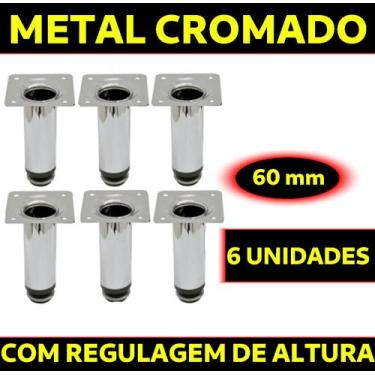 Imagem de Pés para Móveis, De Metal cromado , ajustáveis kit com 6 Peças (Você E