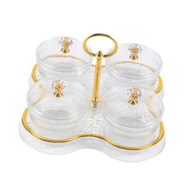 Imagem de IEUDNS Bandeja para Servir Frutas Secas, Doces E Nozes com Alça, Prática E com Tampa, com Divisórias, Ideal para Festas, Casamentos E Uso Doméstico, Grades transparentes com 4 elementos