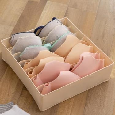 Imagem de Caixa organizadora de gaveta com compartimentos, caixas de armazenamento dobráveis para roupas íntimas, meias e lingerie