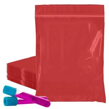 Imagem de PUREVACY Sacos vermelhos com zíper para embalagem, 20 x 25 cm. Pacote com 1000 sacos de plástico. Sacos de plástico recicláveis. Sacos de zíper de polietileno de 2 mm de espessura. Saco reciclável com