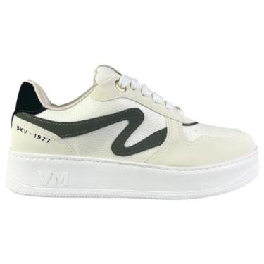 Imagem de Tênis Casual Feminino Via Marte Flatform Estilo Confortável (Branco/Verde, BR, Adulto, Numérico, 34)