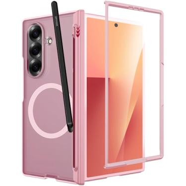 Imagem de Miimall Capa magnética para Samsung Galaxy Z Fold 7 com compartimento para caneta e S Pen, compatível com Mag-Safe, protetor de tela antiarranhões e capa de dobradiça à prova de choque, capa