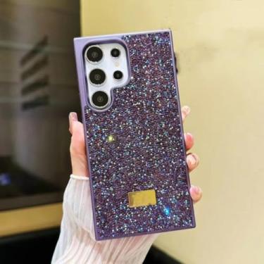 Imagem de MVVKKY Capa de celular luxuosa com cisne piscante para S25Ultra, à prova de choque e com proteção traseira antiqueda (para S25Ultra/roxa)