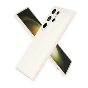 Imagem de oakxco Capa de silicone para Samsung Galaxy S23 Ultra, ultrafina para mulheres e meninas, cor lisa lisa minimalista estética fofa design feminino, gel de borracha macia com capa para câmera, pedra