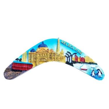 Imagem de Ímã de geladeira 3D Melbourne em forma de bumerangue feito à mão - yiw