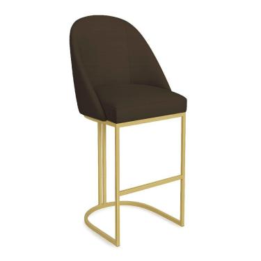 Imagem de Banqueta Alta Bela Suede Base Metálica Industrial Dourado - Pallazio Cor Marrom