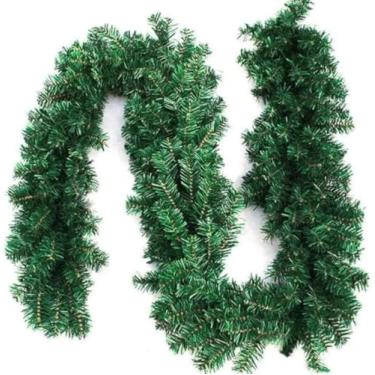 Imagem de Festão de Natal Luxo 2,6m Aramado Grosso Flexível com Galhos Verdes- Decorativos para Varanda, Porta e Árvore de Natal