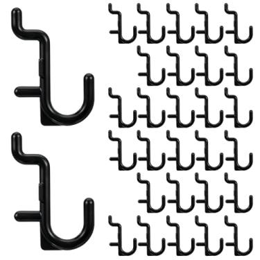 Imagem de PEOVLVN 30 ganchos pretos para quadro de pegboard, ganchos de plástico de 1/10.2 cm, ganchos J para exibição de parede, vários ganchos para pendurar ferramentas, joias, colares, chaves organizadoras