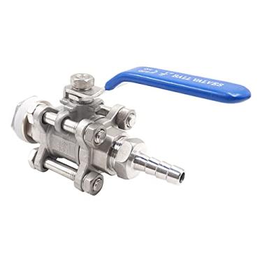 Imagem de Horiznext Kit de encaixe de válvula esférica de 3/4" para farpa de aço inoxidável de 3/8" para anteparo de preparação de cerveja caseira, kit de encaixe de válvula de esfera de três peças, para galão de vinho, pote de cerveja de garrafa de cerveja torneira mash tun