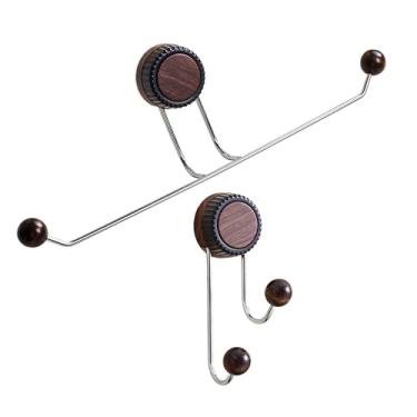 Imagem de Ganchos de toalha com ventosa para chuveiro, gancho de toalha de superfície de grão de madeira, armazenamento de chuveiro para banheiro, cozinha, porta de vidro, espelho, bucha, toalha, casaco, roupão