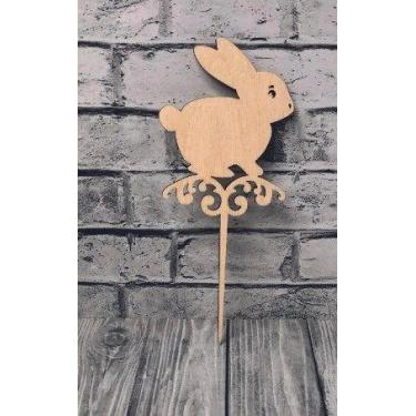 Imagem de Espetos Coelhinho da Páscoa em MDF Cru 3mm - Decoração de Páscoa - no-