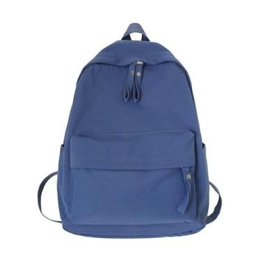 Imagem de Mochila não impressa escola secundária feminina versão coreana Harajuku ulzzang mochila de estudante universitário mochila de alta dade ins vento azul