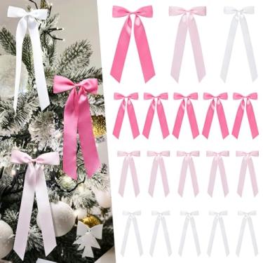 Imagem de CEELGON 24 peças, 3 tamanhos, decoração de laço de cetim, laços de fita longa para quarto, parede, enfeites de árvore de Natal, para guirlandas, festas de casamento, festas de casamento, decorações de