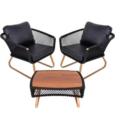 Imagem de 2 Poltronas Com Mesa Alumínio Bronze P/ Área Externa