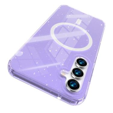 Imagem de ACKETBOX Capa para Samsung Galaxy S23 FE, compatível com Magsafe, Bling Sparkle, Slim TPU à prova de choque, capa protetora de corpo inteiro, azul claro