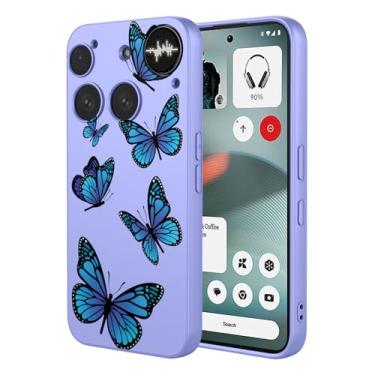Imagem de HTXWXJC Capa para celular Nothing Phone 3, à prova de choque, flexível, amortecedor, TPU, capa macia com estampa de borboleta, capa para celular 3, borboleta roxa