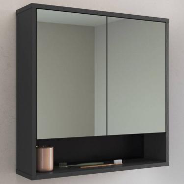 Imagem de Armário de Banheiro Bari 2 Portas 60 Cm com Espelho Grafite - Art In Móveis