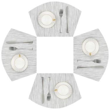 Imagem de Placemat SHACOS Wedge, conjunto redondo de 4 cinzentos e brancos 30x45
