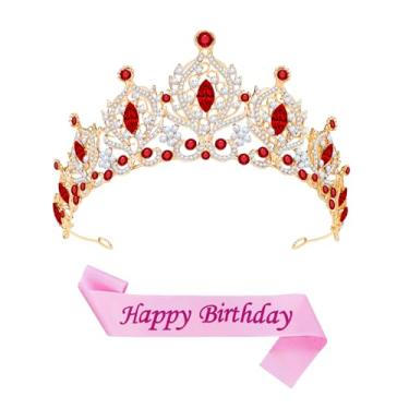 Imagem de Coroa dourada para mulheres, tiara de princesa, rainha, acessórios de cabelo para casamento, noiva, aniversário, formatura, concurso, festa, Medium, Metal Cristal, Cristal