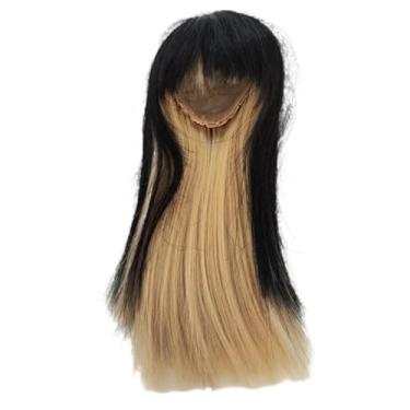 Imagem de Peruca de boneca de fibra de alta temperatura 1/6 bjd preta e leite chá cabelo castanho bjd acessórios de boneca
