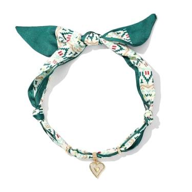 Imagem de Pychee Colar de cachecol feminino bandana com pingente banhado a ouro, coração, cruz, lua, joias modernas. Presentes, Poliéster, Sem Pedra Preciosa