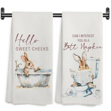 Imagem de WARDOS Hello Sweet Cheeks Bunny Toalhas de mão para banheiro, toalhas de mão decorativas para banheiro, banheiro, banheiro, banheiro, banheiro, 40 x 61 cm, conjunto de 2