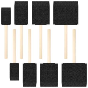Imagem de Conjunto de 8 pincéis de tinta de espuma preta, pincel de esponja de 2,5 cm, 4 cm, 5 cm, 7,8 cm, com cabo de madeira, pincéis de espuma multifuncionais para pintura, coloração, artesanato, verniz