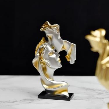 Imagem de lzxytsqby Escultura de casal, decoração de casa, casal romântico criativo, adequado para sala de estar, estudo, quarto, armário de TV, decoração de casa e decoração abstrata para casais.