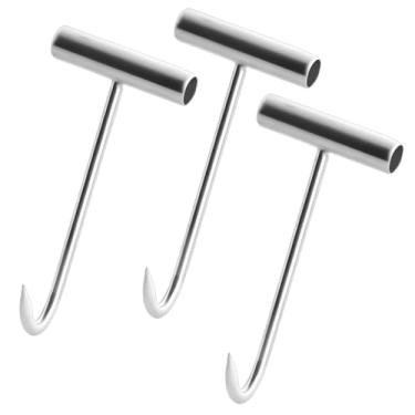 Imagem de TWZKXC Gancho para desossar carne com cabo em T de 19 cm, pacote com 3 ganchos de carne para abate, ganchos de açougueiro em forma de T para cozinha, açougueiro, restaurante, churrasco, têmpera de