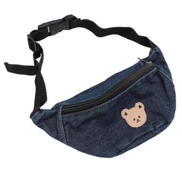Imagem de TOPINCN Bolsa de Cintura Infantil Com Design de Urso Fofo, Pochete de Lona para Meninos e Meninas Com Alça Ajustável e Fecho de Zíper para Corrida, Acampamento e Viagem (azul escuro)