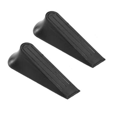 Imagem de Batentes de porta para parte inferior da porta no chão, cunha de batente de porta de borracha premium, empilhável para piso resistente, 11 x 4 cm, (preto, pacote com 2)