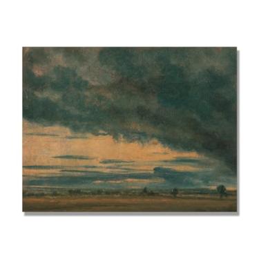 Imagem de NHLDZYH Arte em tela de paisagem estilo Constable, (Cloud Study 14), pintura romântica do campo inglês, decoração de parede texturizada com pincelada pesada. Tela de 70 x 90 cm - 27,6 x 35,4 pol