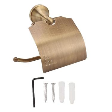 Imagem de SIWOTED Suporte de papel higiênico montado na parede de cobre estilo vintage amplo espaço resistente a arranhões para banheiro