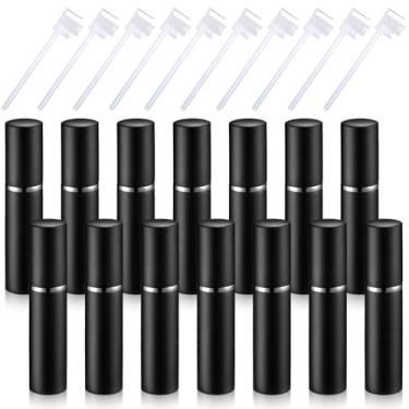 Imagem de Boao Atomizador de perfume de viagem de 5 ml, mini frasco de perfume recarregável, portátil, com 10 peças de refil e dispensador de bomba para viagens de saída (preto)