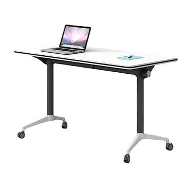 Imagem de JYXYXSCP Mesa dobrável portátil para reuniões de escritório de conferências com rodas mesa para sala de treinamento (120 x 40 x 74 cm)