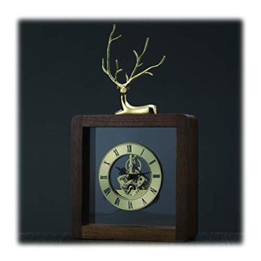 Imagem de Relógio de mesa estilo simples relógio de cornija/relógio de mesa doméstico elegante/relógio de avô marrom de 28 cm / relógio de sala de estar corredor relógio de mesa