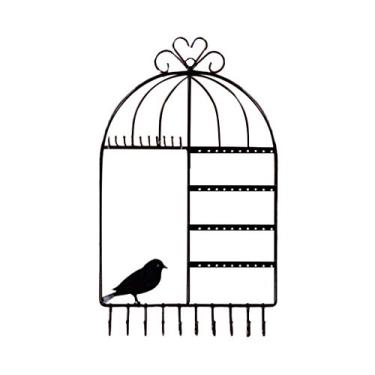 Imagem de YWangQiang Suporte de joias em forma de gaiola com 20 ganchos, brincos, colar, organizador, pulseira, suporte de exibição