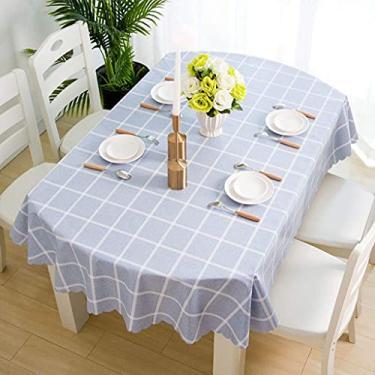 Imagem de ZJYWMM Toalha de mesa oval de PVC 100% impermeável – Toalha de mesa de vinil à prova de derramamento à prova de óleo, toalha de mesa limpa para mesa de jantar, festas de buffet e acampamento